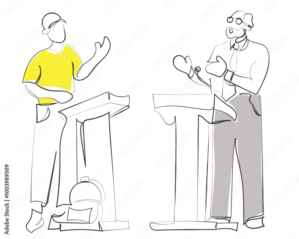hand drawn line art vector of debate competition. Debate concept art. Arguments and speech concept art.Hand drawn line art vector of people debating. Debates and talks concept.Political debate and cam hand drawn line art vector of debate competition. Debate concept art. Arguments and speech concept art.Hand drawn line art vector of people debating. Debates and talks concept.Political debate and cam