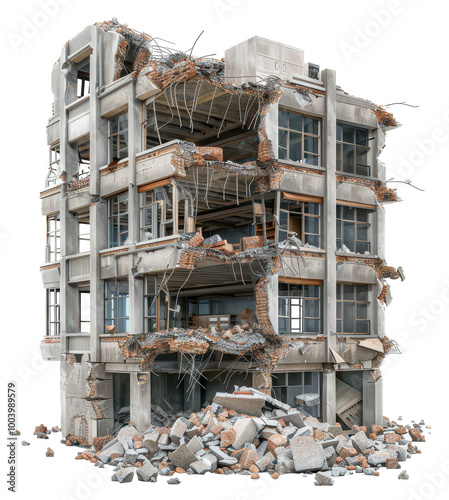 destroyed building isolated on transparent background