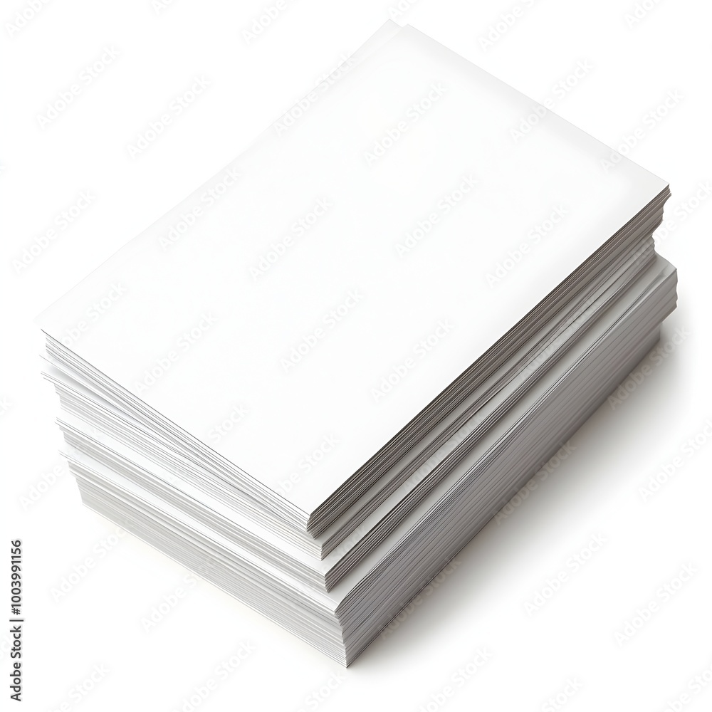 Blank Name Cards Stacked on White Background with Smooth Surface Blank Name Cards Stacked on White Background with Smooth Surface