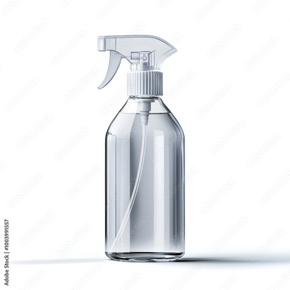 Clear Spray Bottle with Mist Nozzle Isolated on White Background Clear Spray Bottle with Mist Nozzle Isolated on White Background