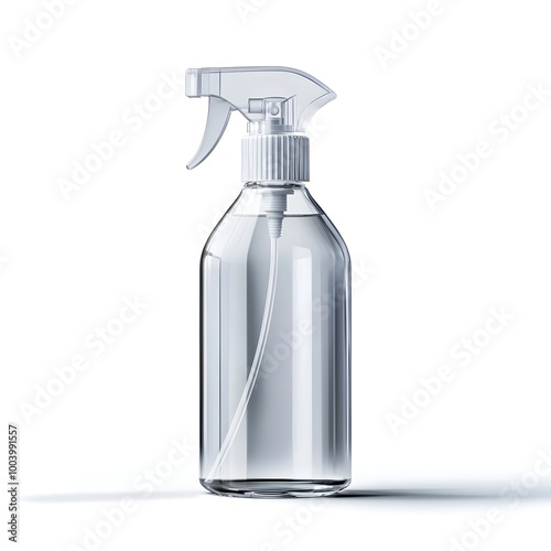 Clear Spray Bottle with Mist Nozzle Isolated on White Background