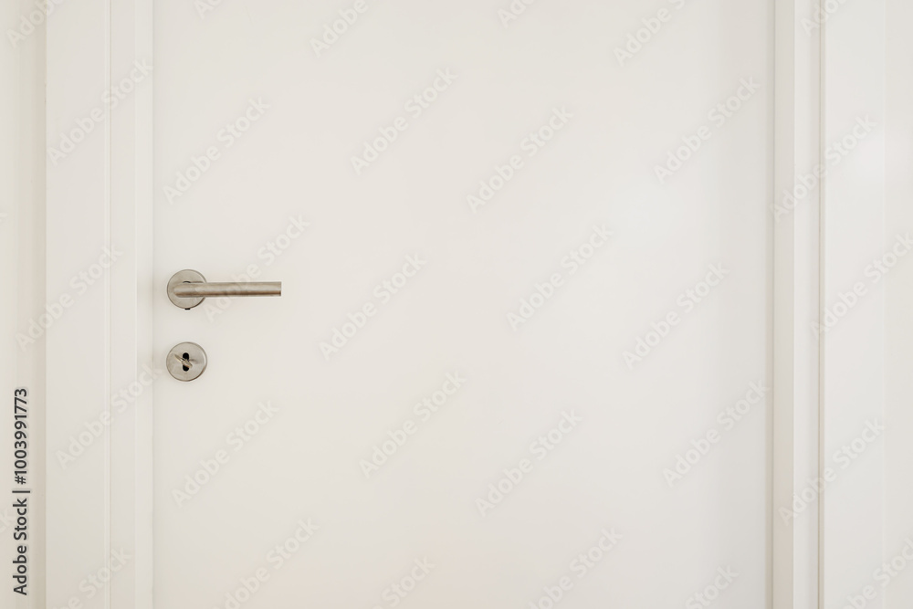 White interior door with metallic handle White interior door with metallic handle
