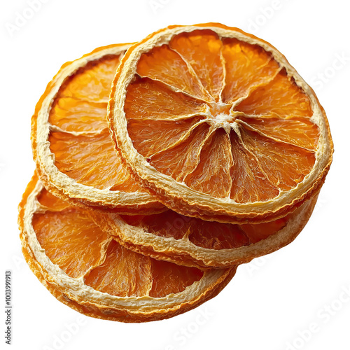 Dried orange slices isolated on white background photo