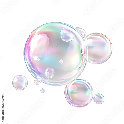 Mesmerizing Iridescent Bubbles Floating in Ethereal Serenity