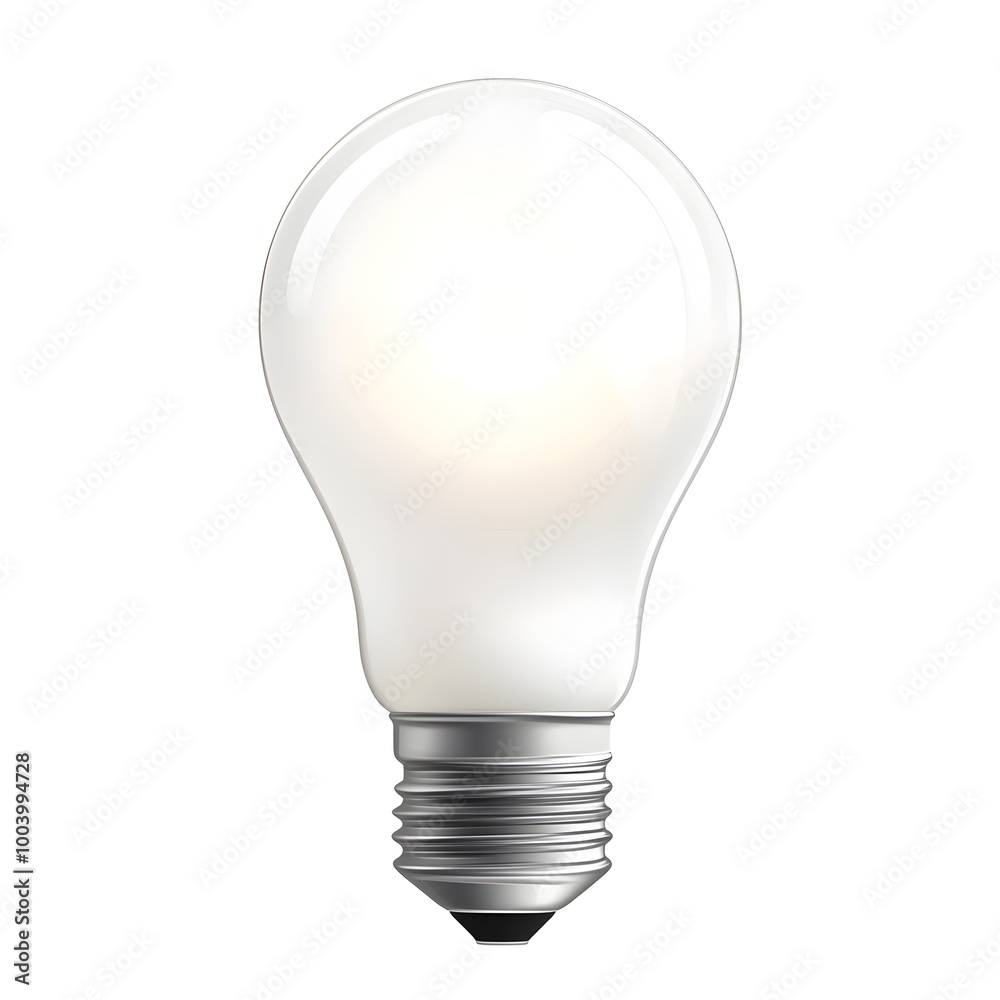 Rendering of Modern Bright LED Light Bulb Glowing on Isolated White Background Rendering of Modern Bright LED Light Bulb Glowing on Isolated White Background