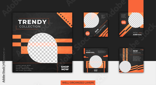 Fashion sale promo square layout social media post collection