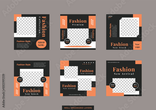 Fashion sale square layout social media post collection
