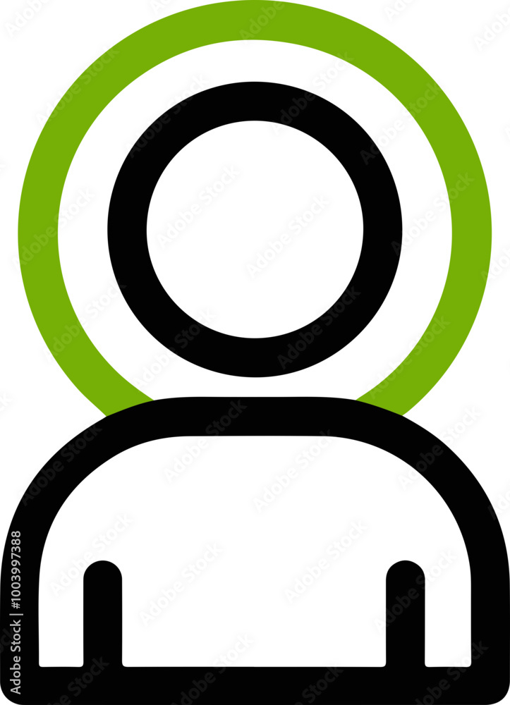 Minimalist Icon of a Person with Green Accent Circle Minimalist Icon of a Person with Green Accent Circle