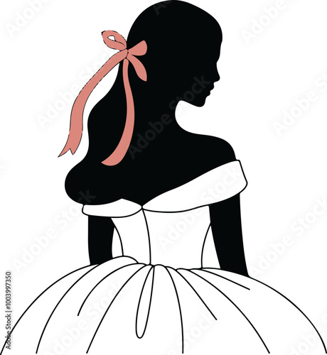Elegant Silhouette of a Woman in a Dress