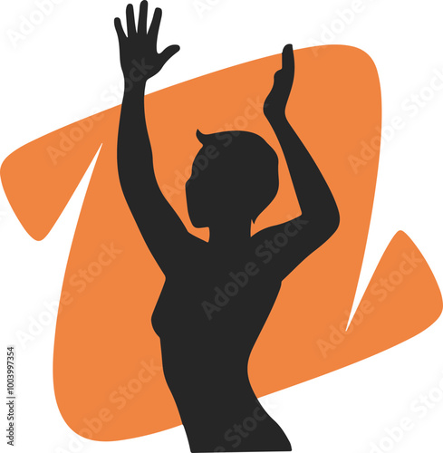 Silhouette of a Dancing Figure on Abstract Background