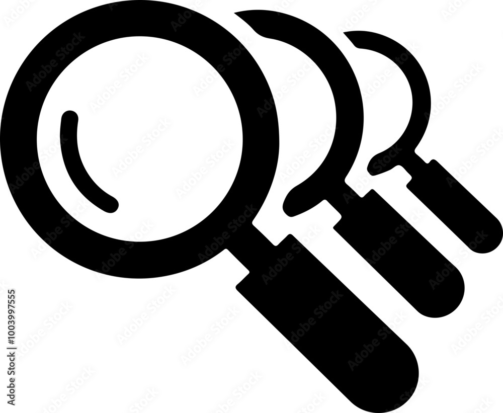 Magnifying Glasses in Various Sizes and Angles Magnifying Glasses in Various Sizes and Angles