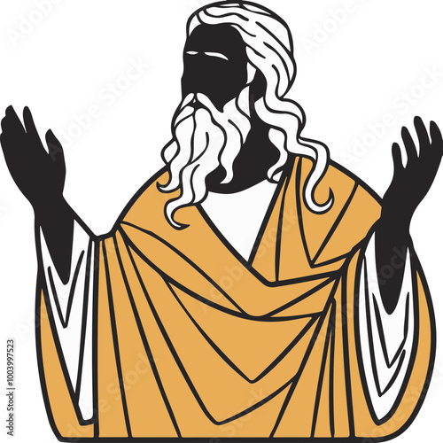 Illustration of a Bearded Man in a Yellow Robe