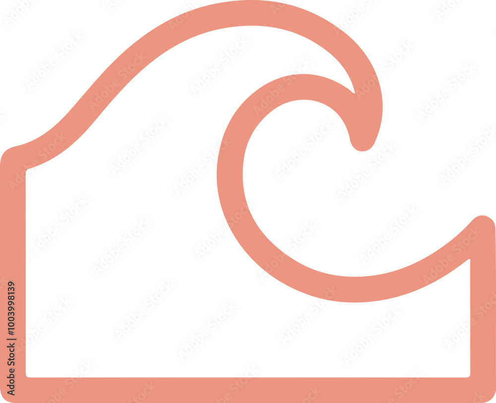 Stylized Ocean Wave Icon in Coral Hue Stylized Ocean Wave Icon in Coral Hue