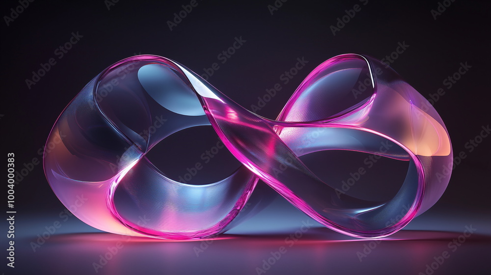 Dynamic modern glass sculpture with looping shapes and glowing lighting Dynamic modern glass sculpture with looping shapes and glowing lighting