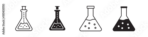 Chemical flask vector icon collection set