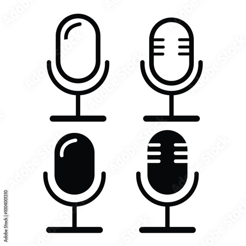 Microphone Icons set. variant microphone icon. Karaoke mic. Podcast microphone. web and mobile icons. vector illustration