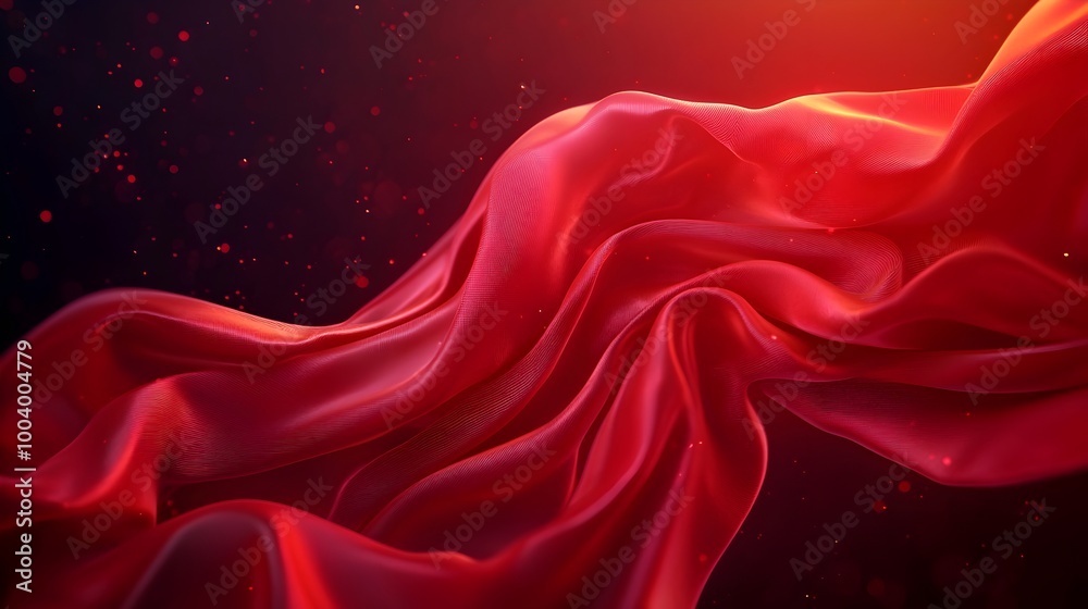 Obraz premium Majestic Crimson Banner Waving with Glowing Highlights,Symbolizing Triumph and Success