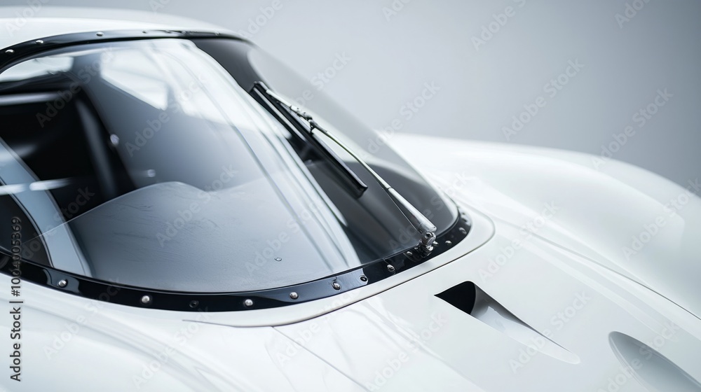 close up of the windscreen on race car, photographed in white studio space close up of the windscreen on race car, photographed in white studio space