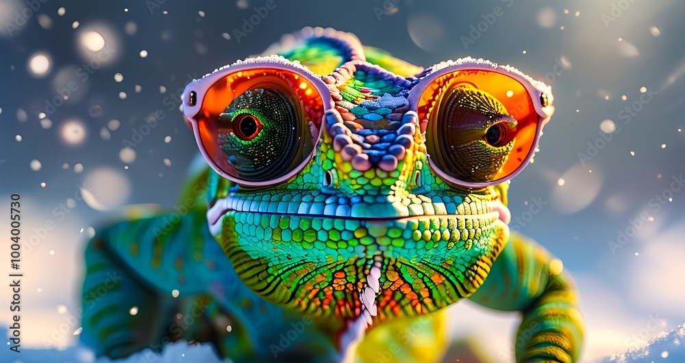 chameleon on a blue background chameleon on a blue background