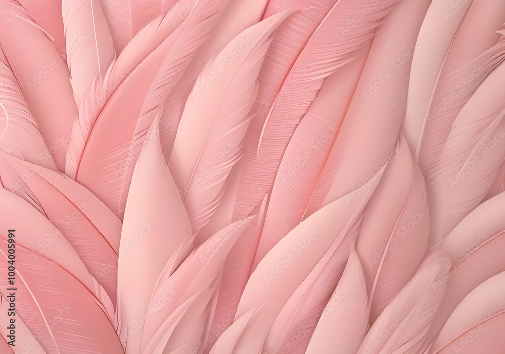 Obraz premium Feathers background. Artificial decorative feathers texture. Soft cotton background. Fluffy bird feather. Various shapes. Pink color cotton wool pattern. Handmade decorations decoupage.