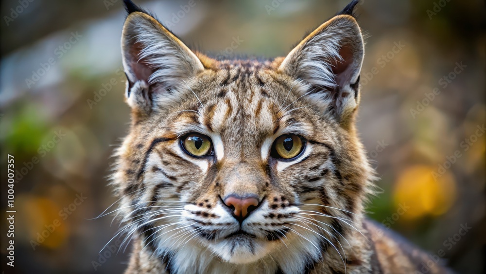 Obraz premium Close-Up of Bobcat in Forest - Striking Wildlife Image for Nature or Conservation-Themed Projects with a Fierce and Majestic Mood