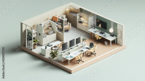 An adaptable office space that can be rearranged for different needs