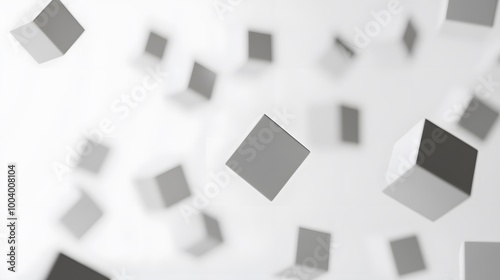 Flying cubes on a white background. 3d render. 