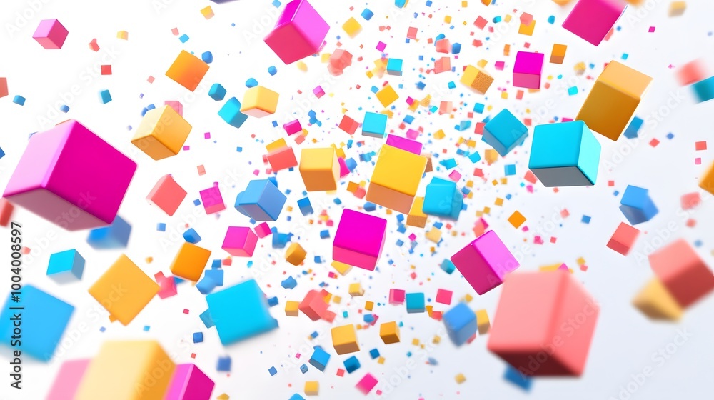 Flying cubes on a white background. 3d render. Flying cubes on a white background. 3d render.
