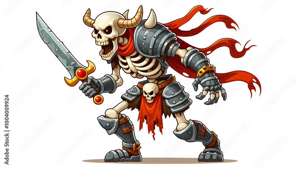 Cartoon Style Skeleton Warrior Ready for Battle Cartoon Style Skeleton Warrior Ready for Battle
