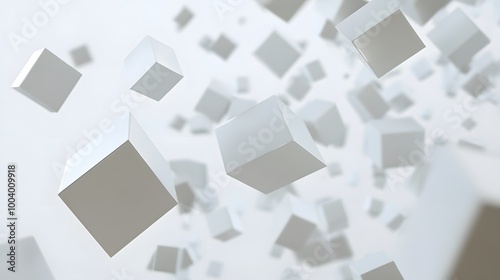 Flying cubes on a white background. 3d render. 