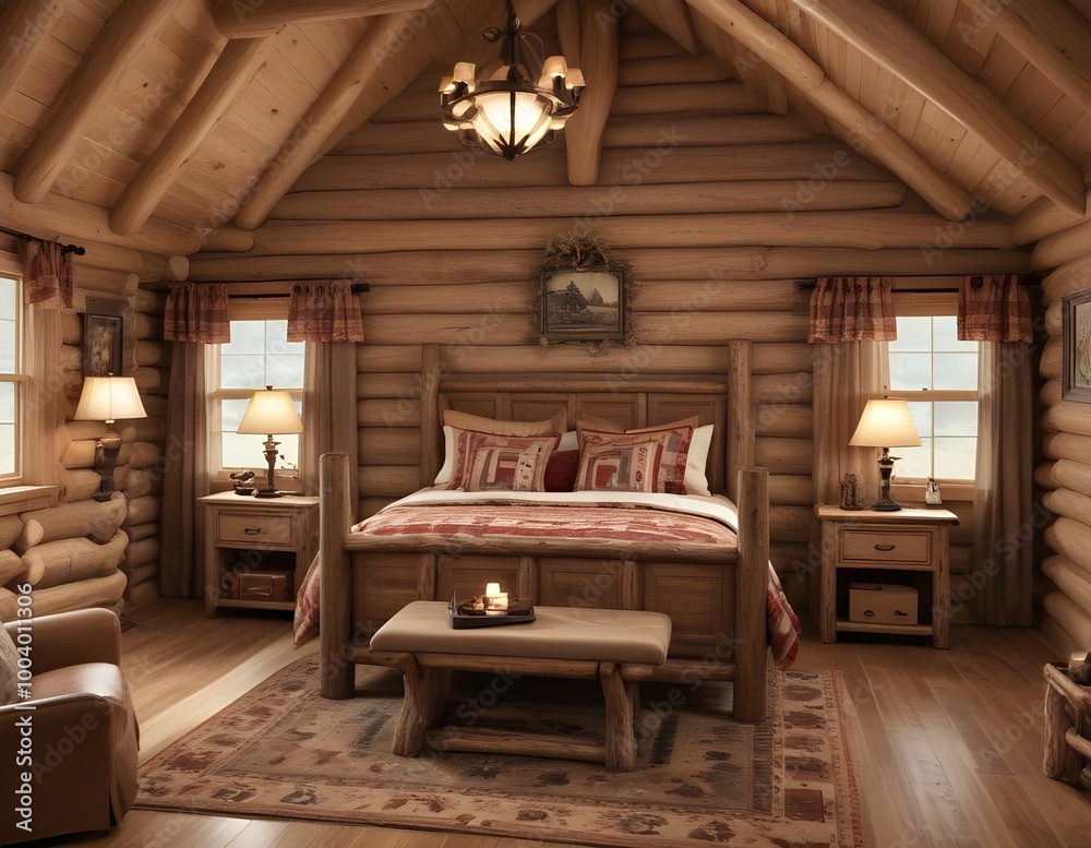 Fototapeta premium interior design of a log cabin