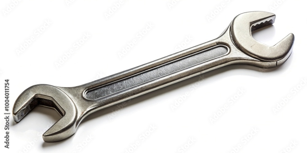 Worm's eye view of a double open end wrench isolated on white background Worm's eye view of a double open end wrench isolated on white background