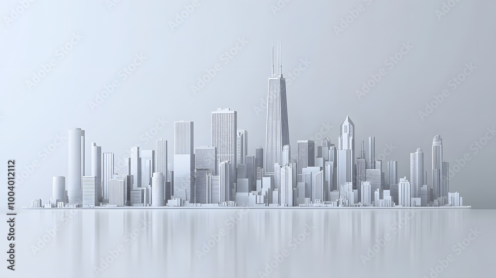 3d illustration of chicago city with white material. 3d illustration of chicago city with white material.