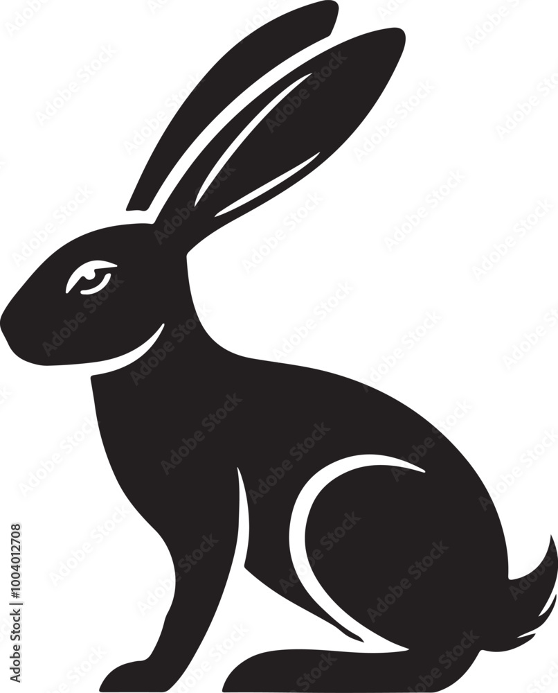 Obraz premium Jackrabbit Vector Silhouette, Jackrabbit Illustration, Jackrabbit Art Hand Drawn Line Art, Illustration of a Rabbit 