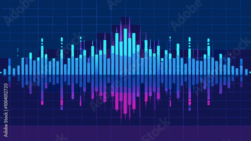  Blue digital equalizer background. Sound wave background