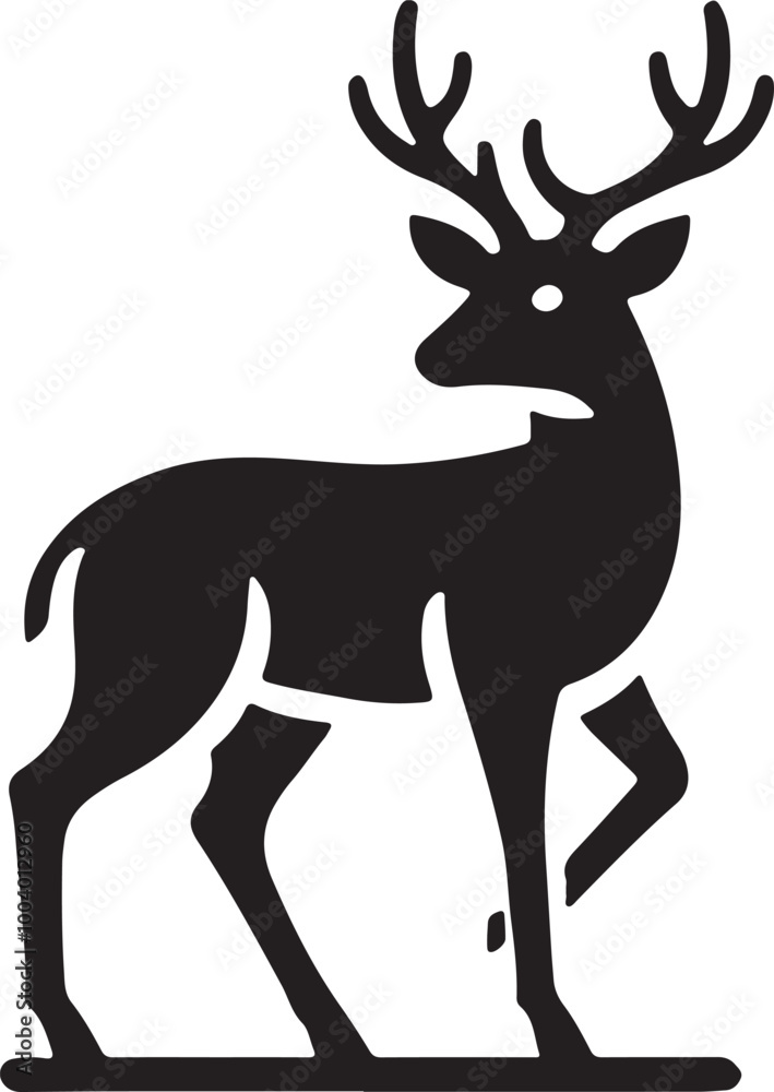 Obraz premium Sika Deer Vector Silhouette, Sika Deer Illustration, Sika Deer Art Hand Drawn Line Art, Deer Vector