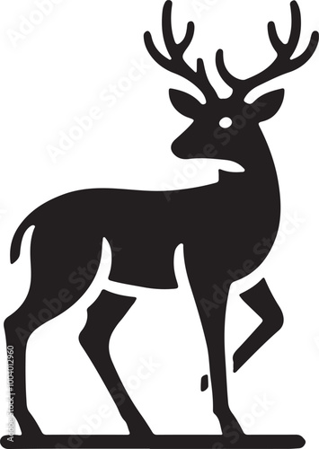 Sika Deer Vector Silhouette, Sika Deer Illustration, Sika Deer Art Hand Drawn Line Art, Deer Vector photo