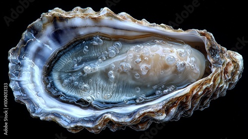 Fresh Oyster on Half Shell with Glistening Appearance photo