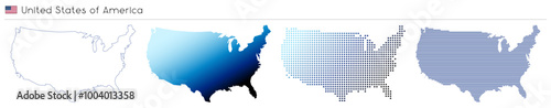 USA, United States of America - outline, gradient, dotted and lines geometrical country shape - vector illustration
