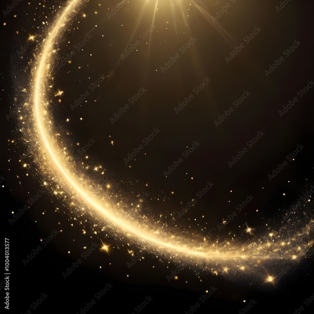 Obraz premium Golden glitter particles illuminated by sunlight