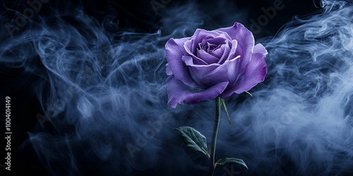 Mystical Purple Rose Enveloped in Smoke
