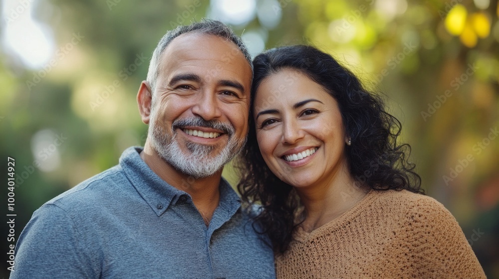 A man and woman are smiling for the camera A man and woman are smiling for the camera