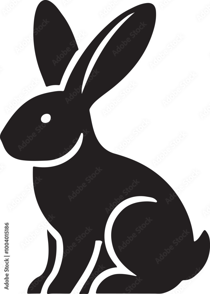 Obraz premium Rabbit Vector Silhouette, Rabbit Illustration, Rabbit Art Hand Drawn Line Art ,Rabbit and Carrot
