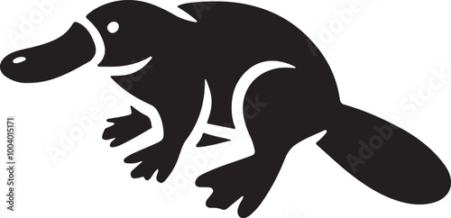 Platypus Vector Silhouette , Platypus Illustration ,Platypus Art Hand Drawn Line Art.