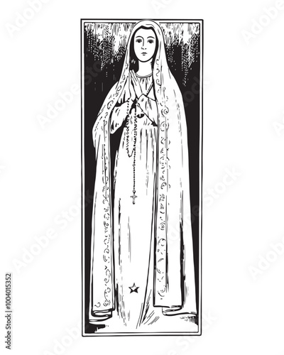 Our Lady of Fatima Illustration Catholic Religious Virgin Mary vector