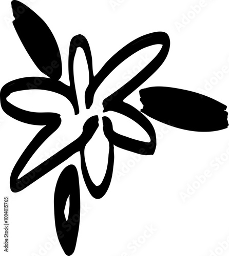 Flower drawing with pencil. Element for stickers. Sticker for social media, posters, etc.