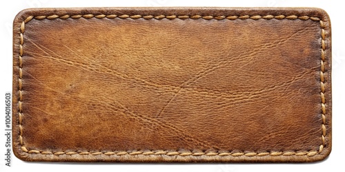 Worn leather patch reflected on white background