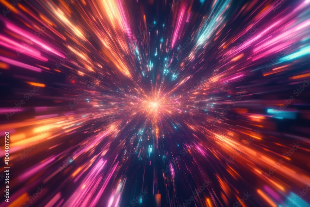 Colorful Burst of Light Rays in Motion Colorful Burst of Light Rays in Motion