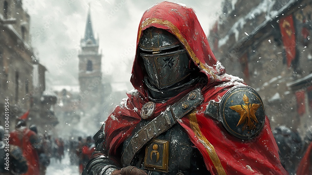 Medieval Knight in Winter: A Portrait of Courage Medieval Knight in Winter: A Portrait of Courage