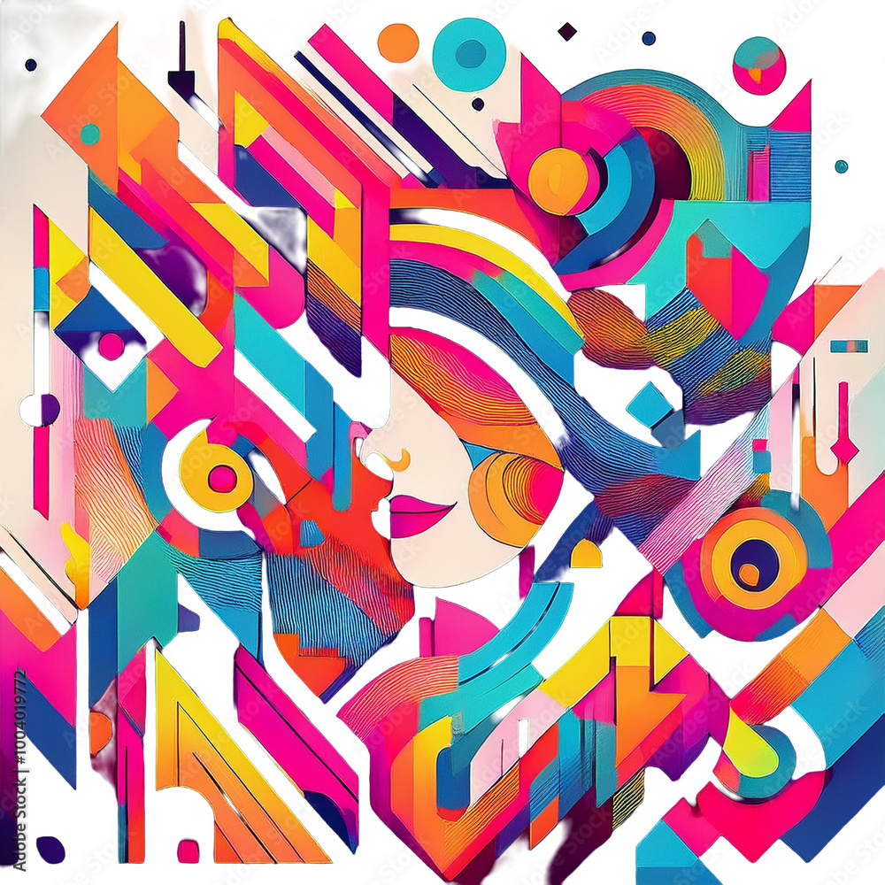 Fototapeta premium Multicolor beauty portrait art graphic design, AI generated